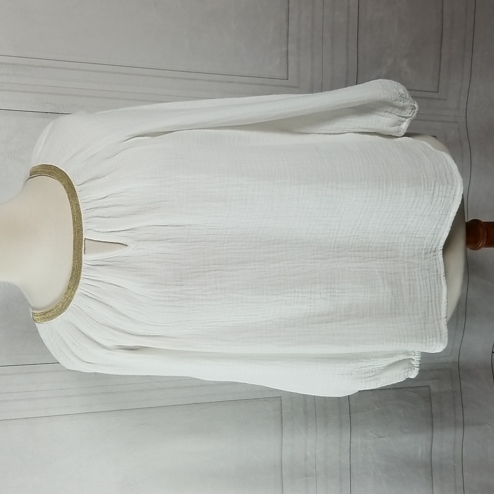 JM Collection Gauze Peasant Top